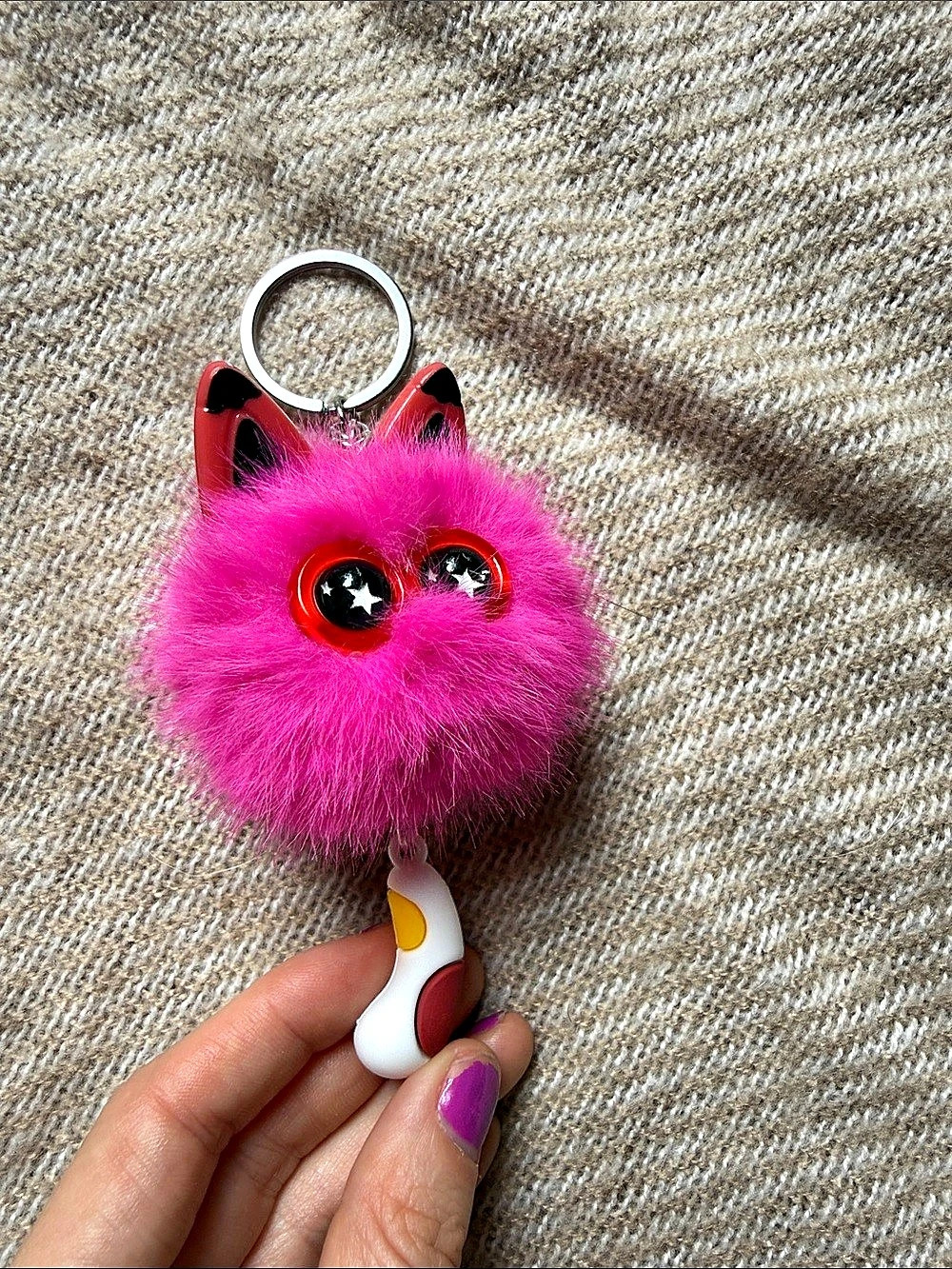 Hot Pink Furry Puff Puff Kitty Cat star eyes and wiggle tail!